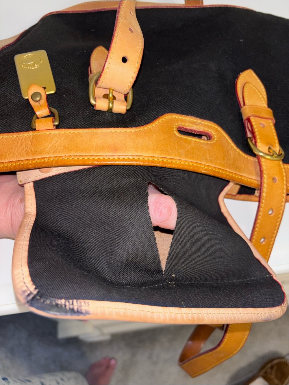 Vintage Dooney & Bourke **PROJECT** black cabriolet Tote Vachetta USA Distressed - Picture 16 of 16